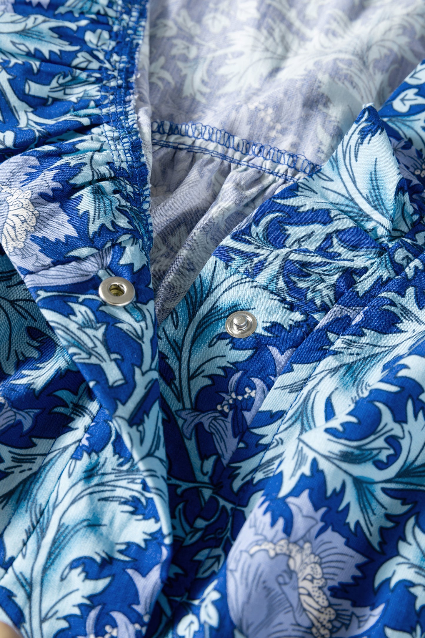 Women's Blue Floral V Neck Summer Midi Dress