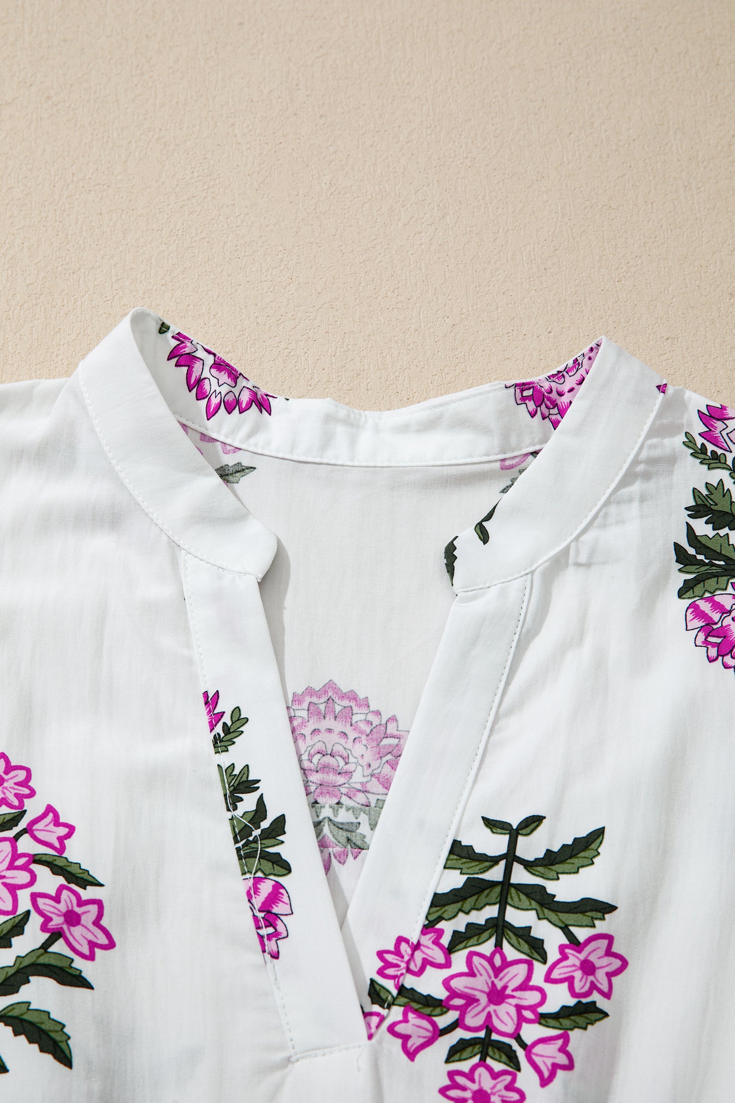 Women's White Floral Split Neck Summer Maxi Dress
