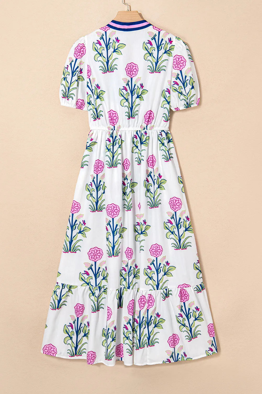Floral Puff Sleeve Maxi Dress with Pockets