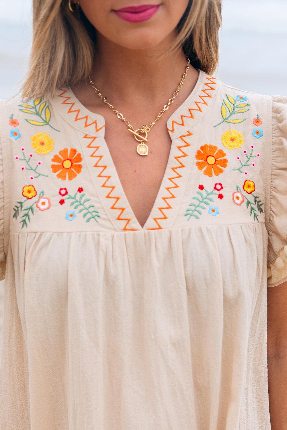 Women's Beige Summer Mini Dress