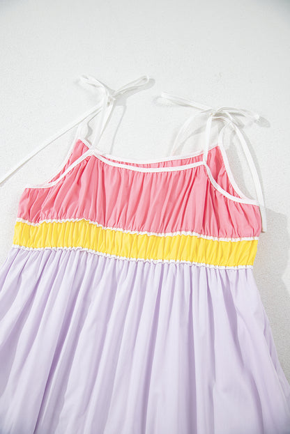 Women's Multicolour Self-tie Straps Summer Maxi Dress
