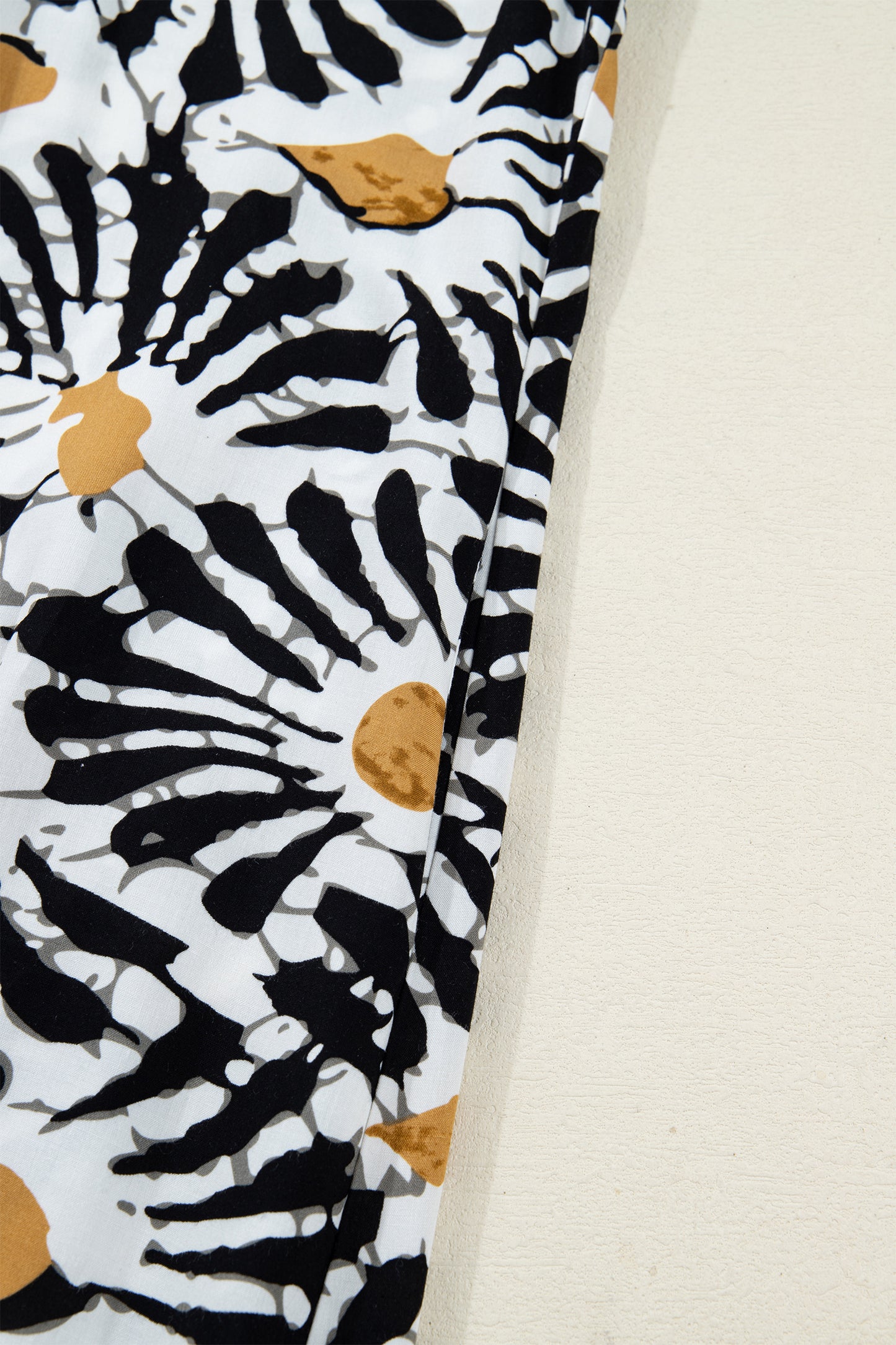 Women's Black Floral V Neck Summer Midi Dress