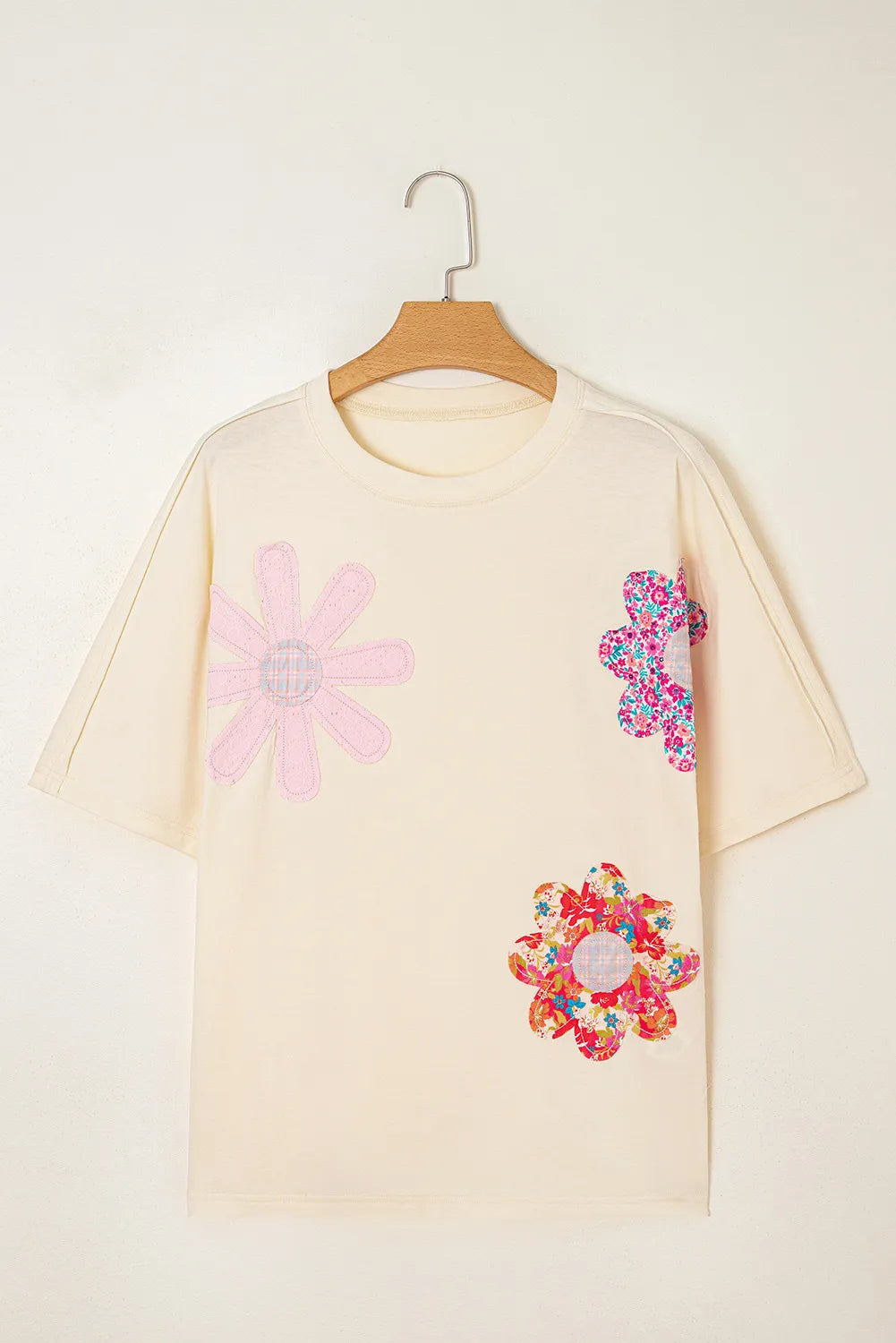 Apricot Floral Patch Loose Fit T-Shirt