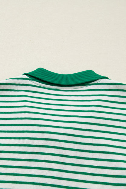 Women's Green Stripe Summer Mini Dress with Pockets