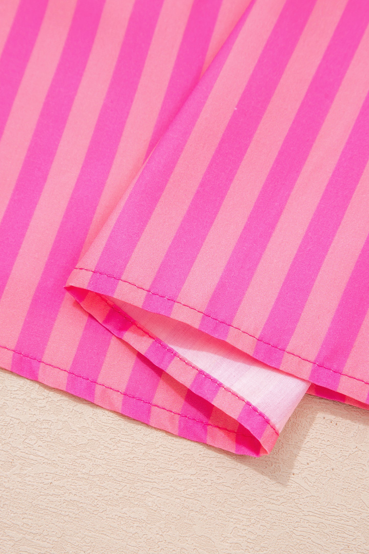 Women's Rose Striped Short Puff Sleeve Summer Mini Dress