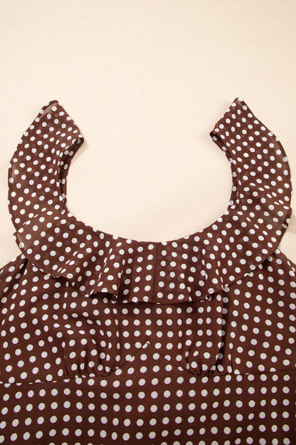 Women's Brown Polka Dot Backless Summer Maxi Dress