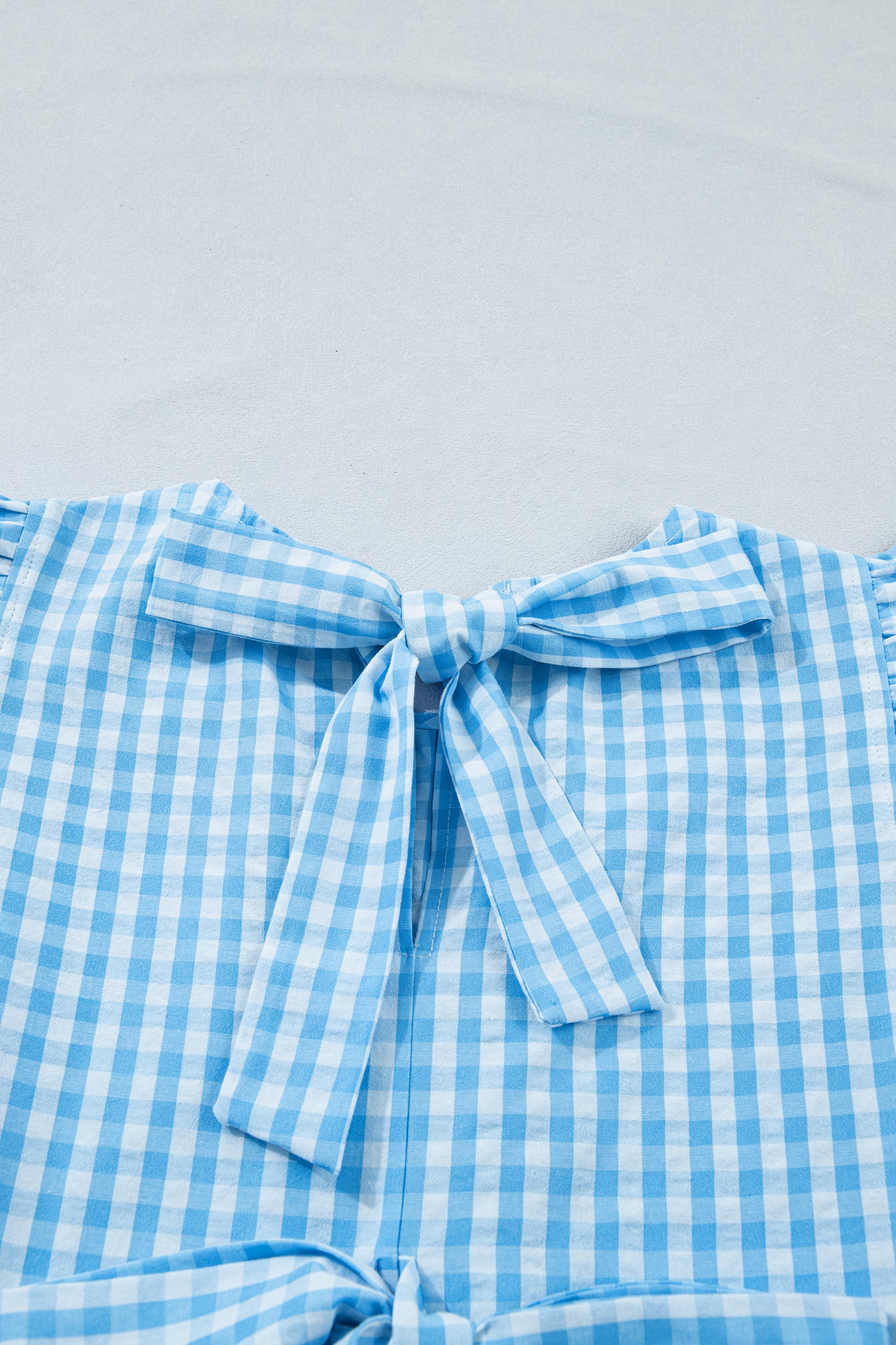 Women's Blue Knot Back Ruffled Short Sleeve Summer Maxi Dress