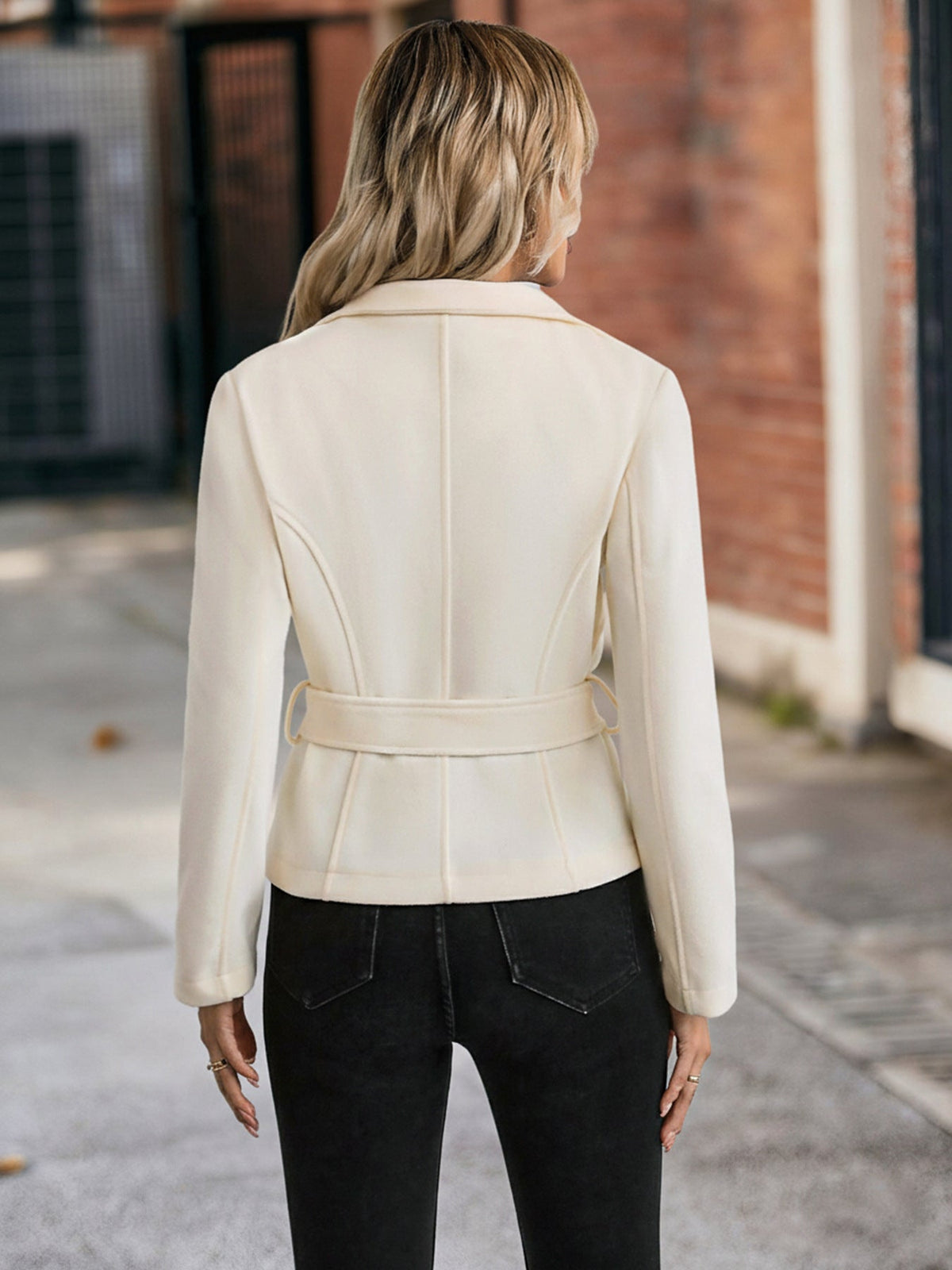 Women's Belted Jacket in White, view 5