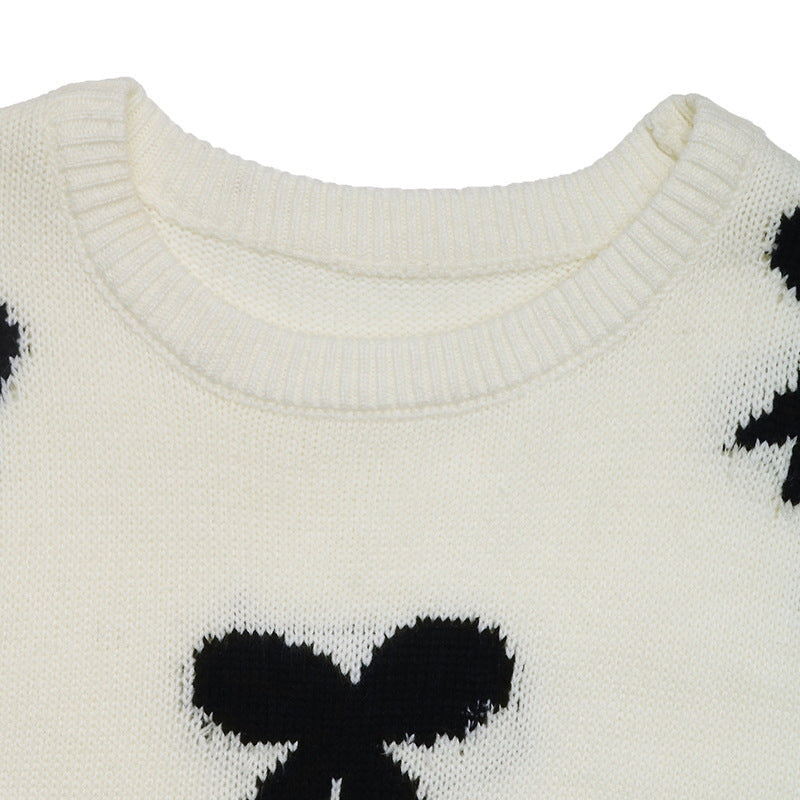 Women's Bow Pattern Jumper in Cream, view 7