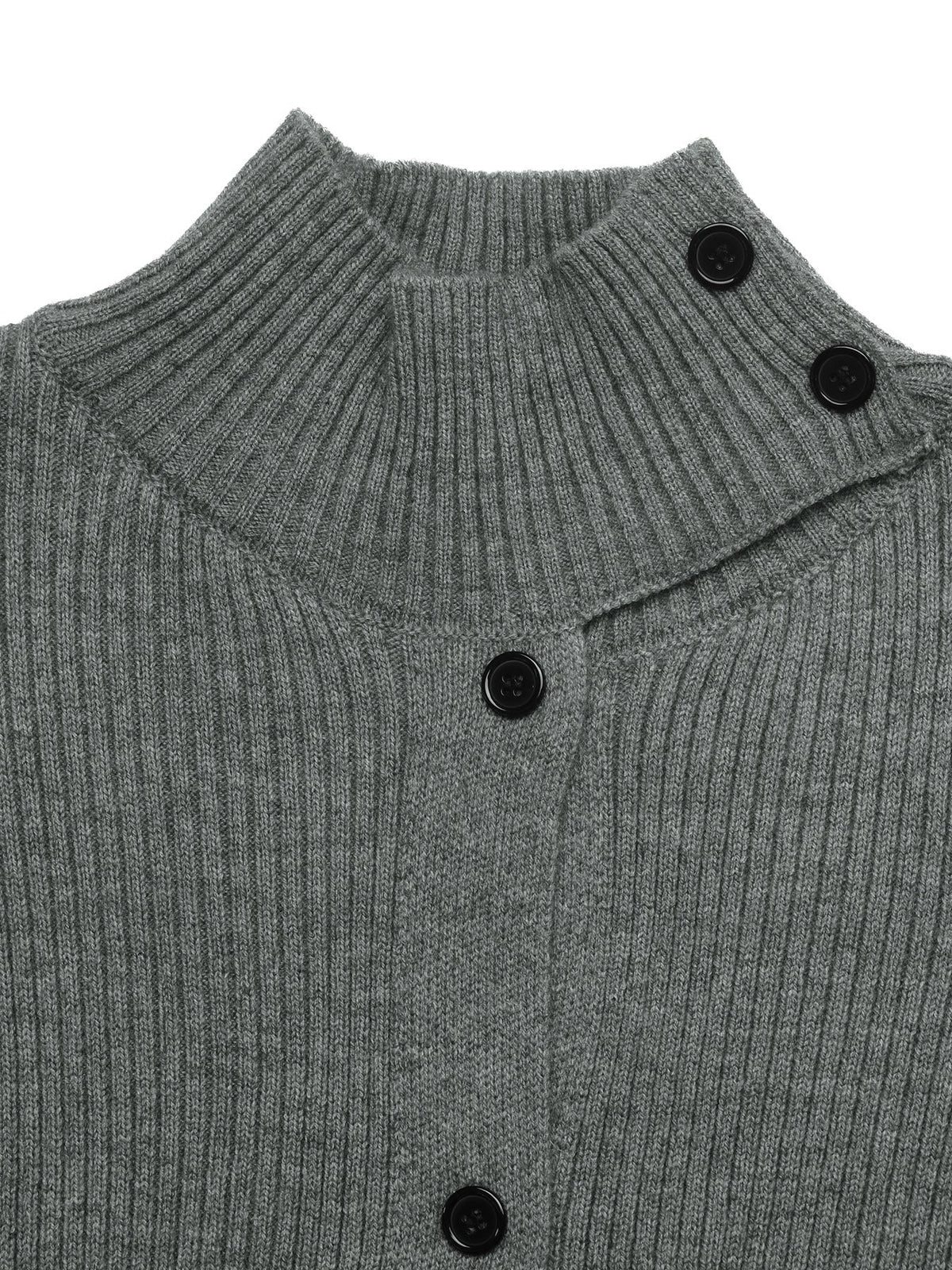 Women's Button Neck Jumper in Grey, view 7