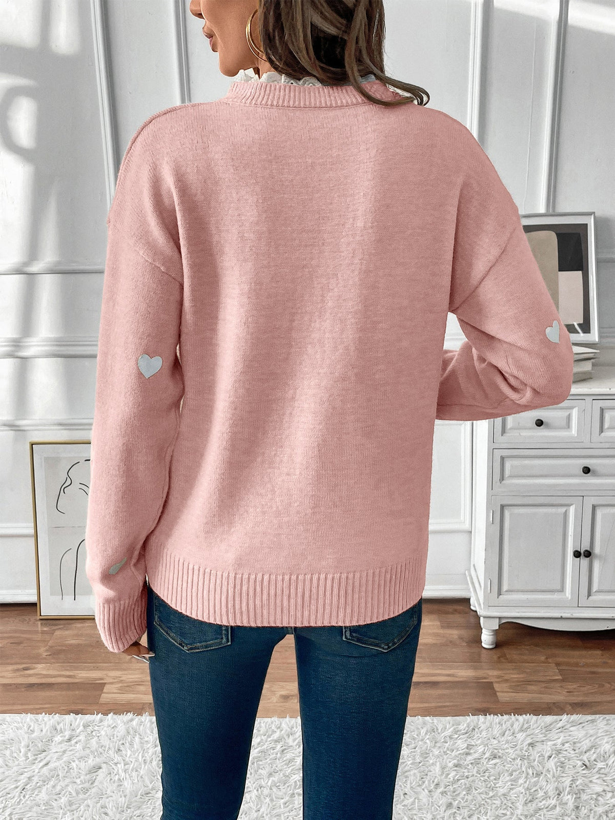 Women's Lace Trim Jumper in Pink, view 4