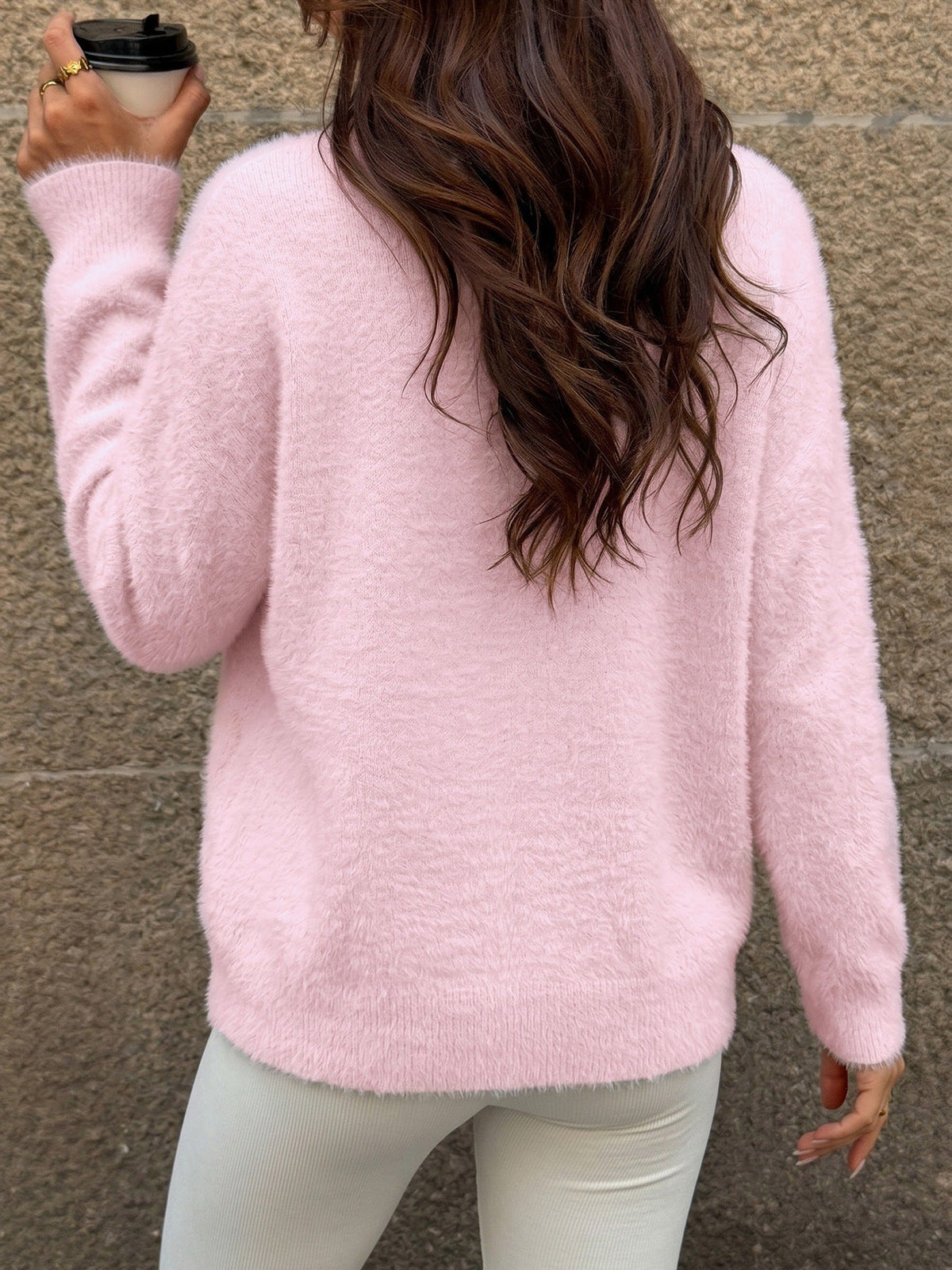 Women's Fluffy Jumper in Pink, view 4
