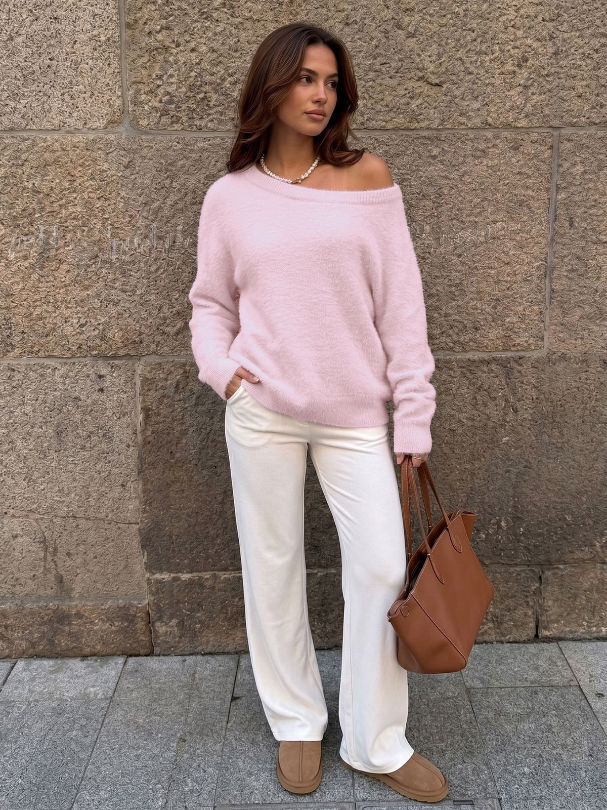 Women's Fluffy Jumper in Pink, view 9