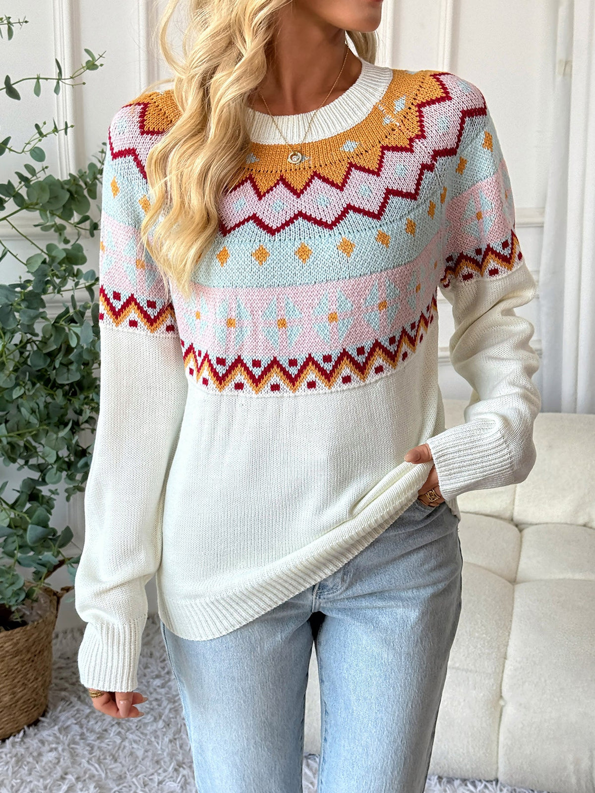 Women's Yoke Jumper in Multicolor