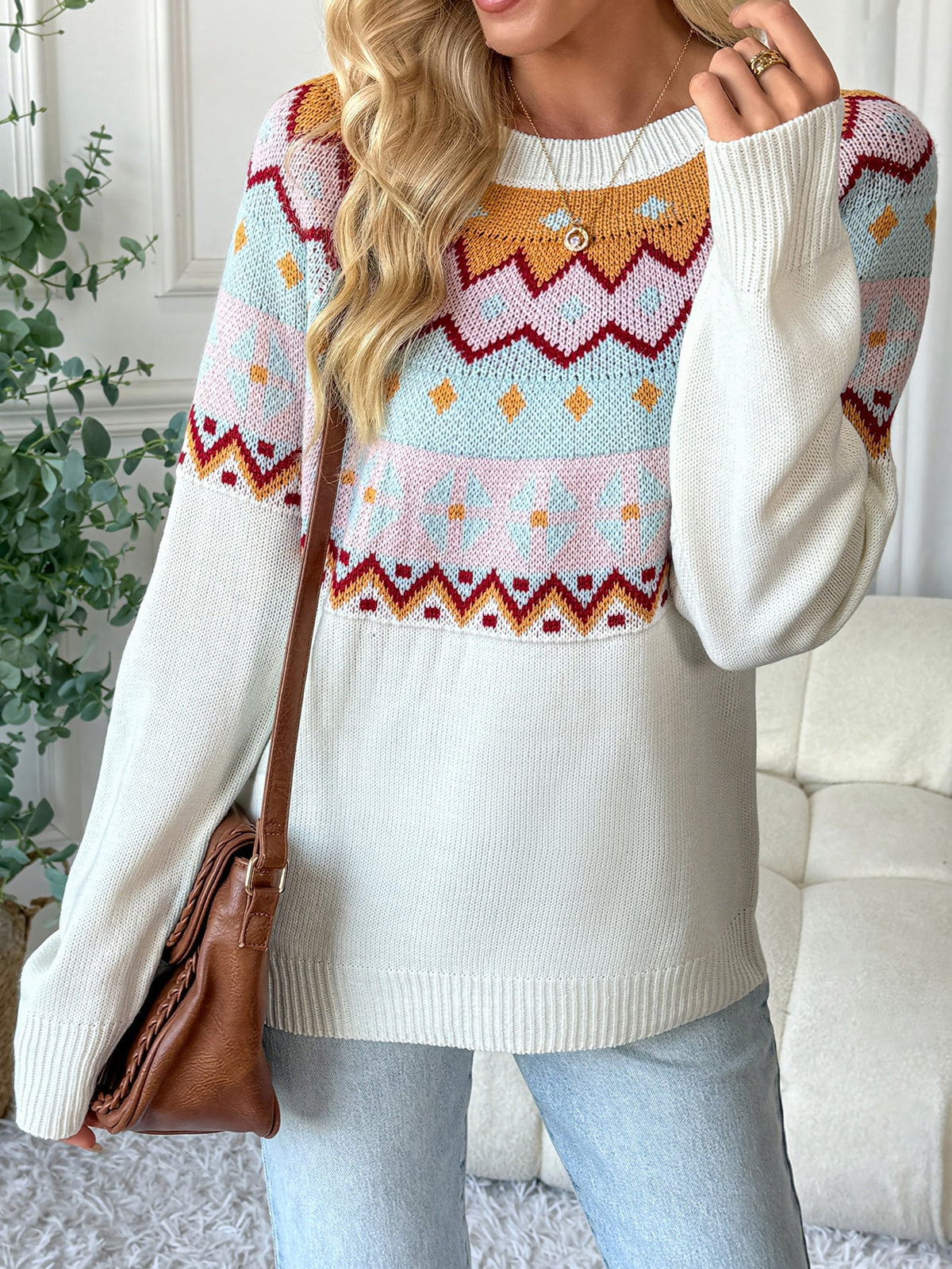 Women's Yoke Jumper in Multicolor, view 2