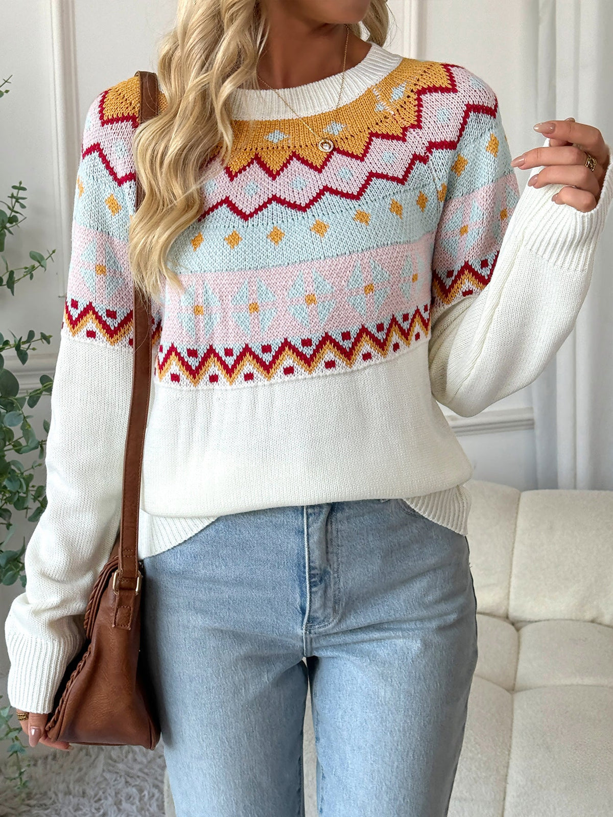 Women's Yoke Jumper in Multicolor, view 3