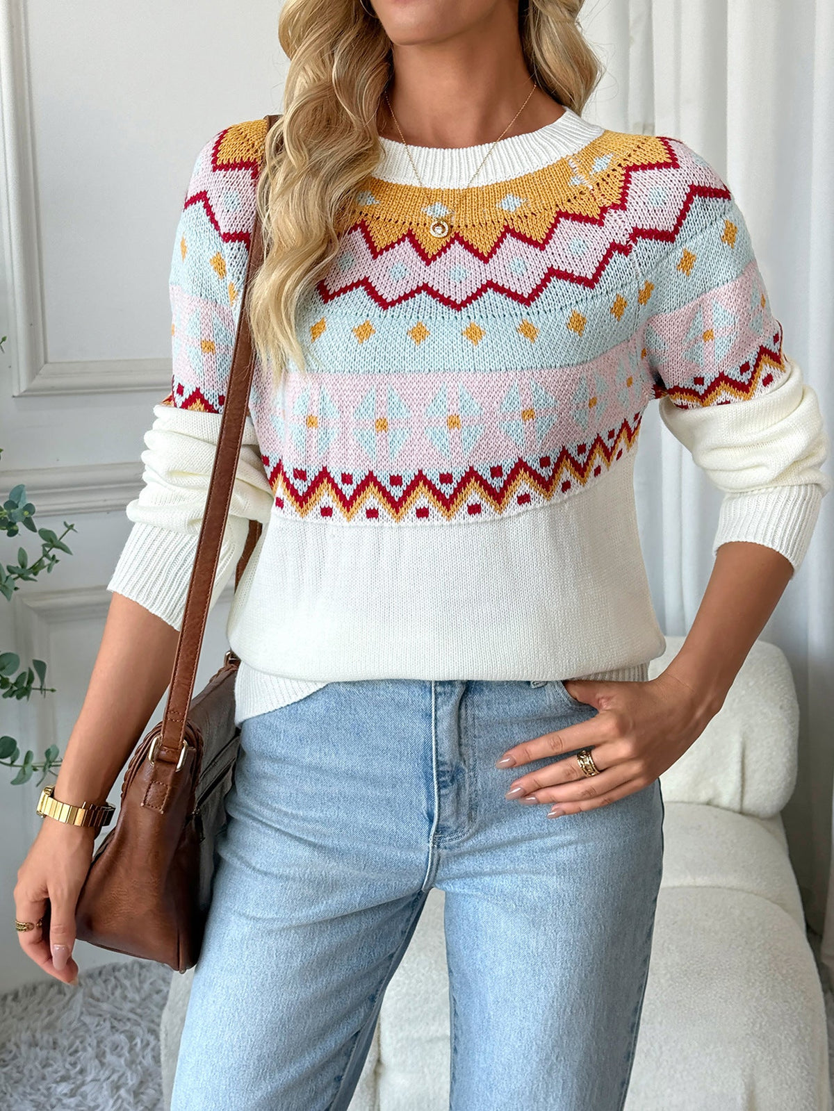 Women's Yoke Jumper in Multicolor, view 4