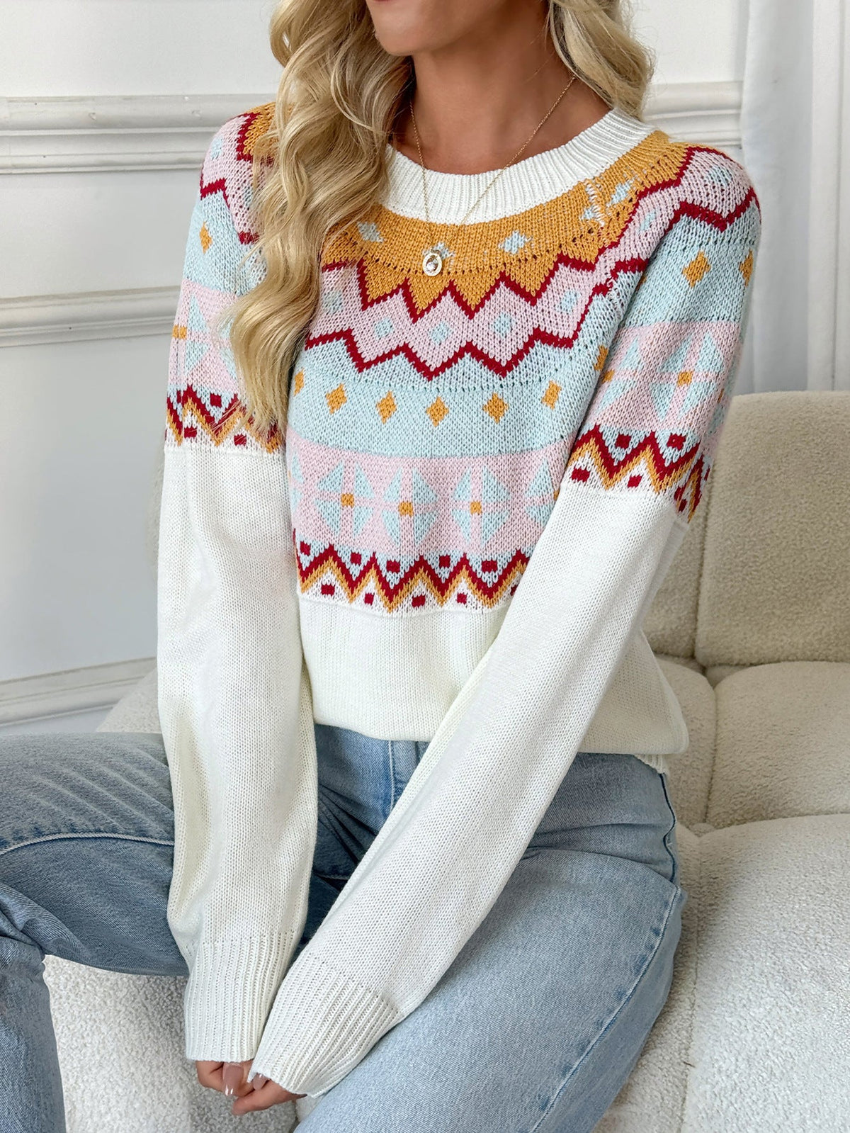 Women's Yoke Jumper in Multicolor, view 5