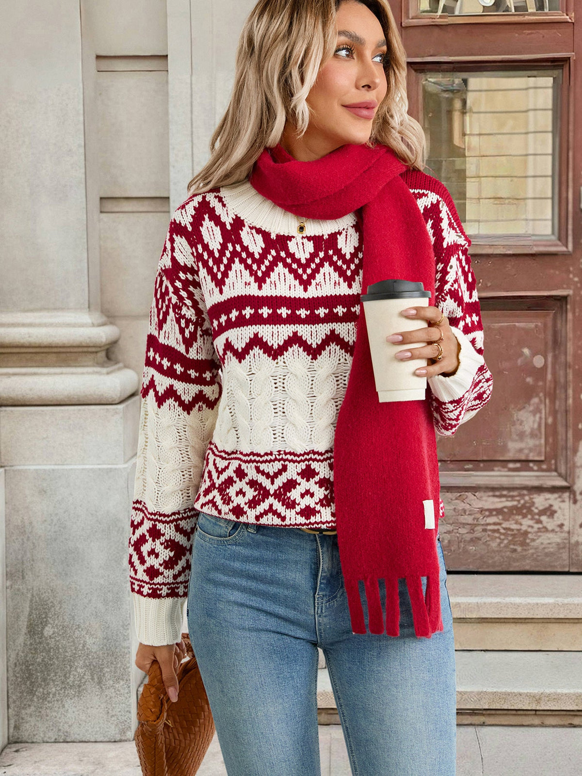 Women's Diamond Pattern Jumper in Multicolor