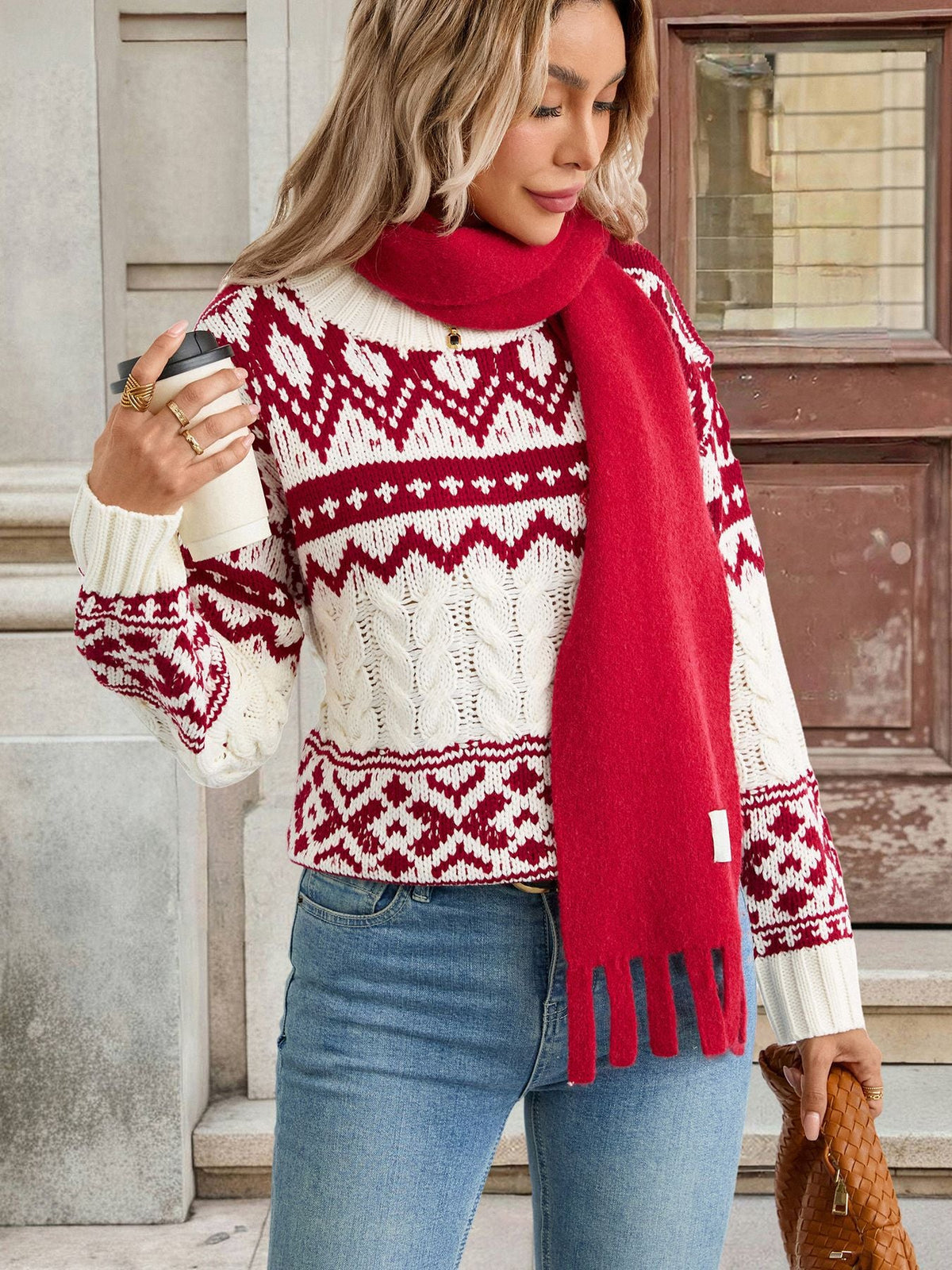 Women's Diamond Pattern Jumper in Multicolor, view 2