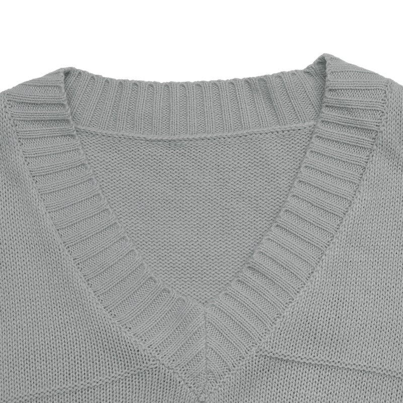 Women's V Neck Jumper in Grey, view 7
