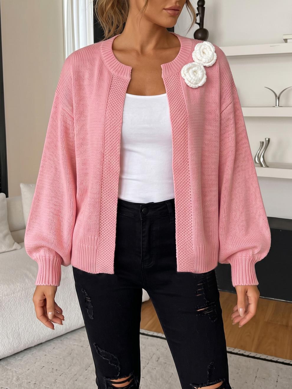 Women's Flower Cardigan in Pink, view 2