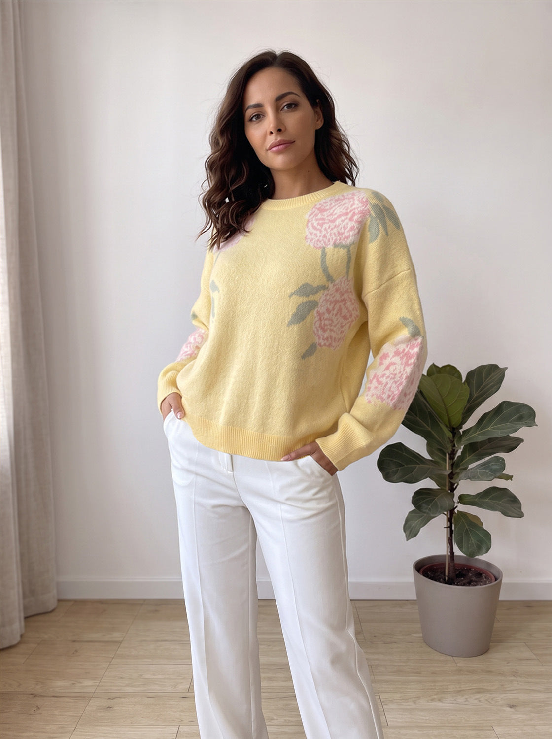 Women's Floral Jumper in Yellow, view 8