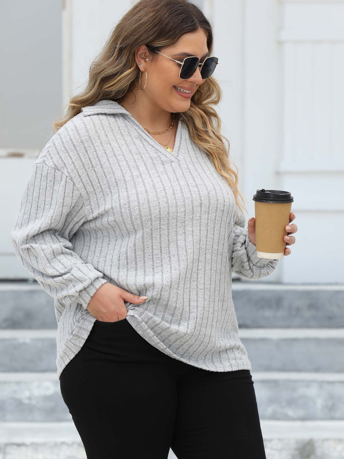 Women's Collared Jumper in Grey, view 7
