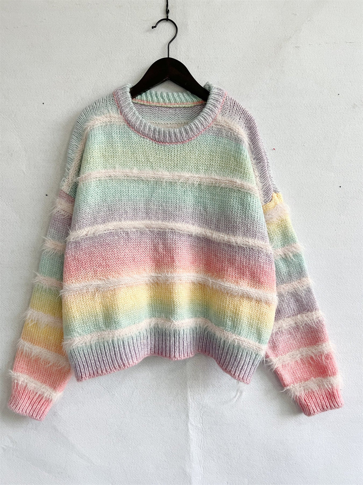 Women's Rainbow Stripe Jumper in Multicolor, view 5