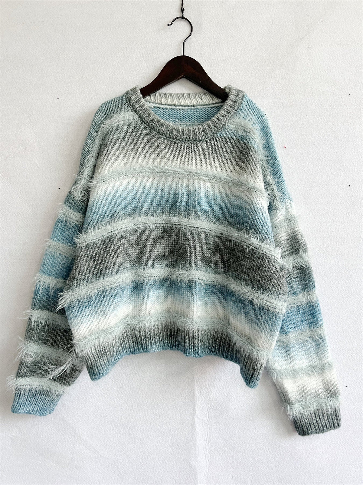 Women's Rainbow Stripe Jumper in Blue, view 4