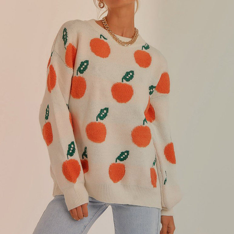 Women's Orange Print Jumper in White, view 2