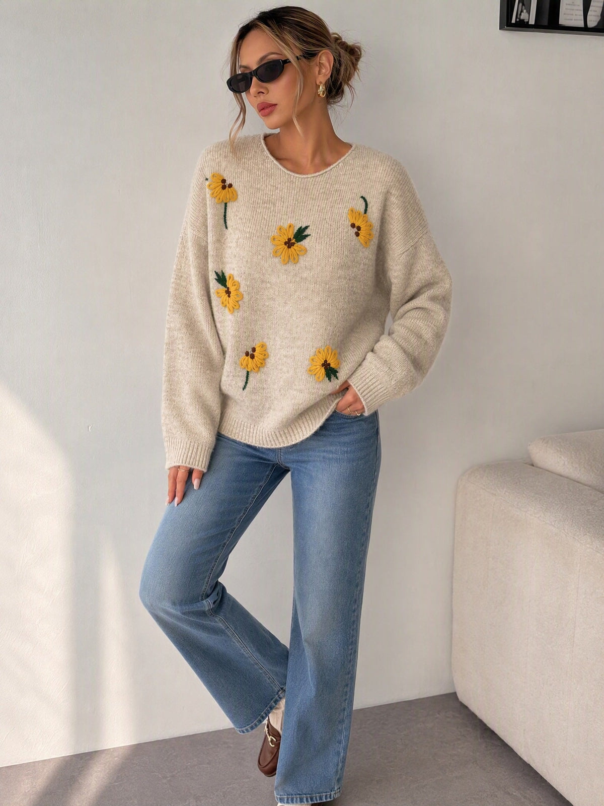 Women's Sunflower Jumper in Beige, view 4