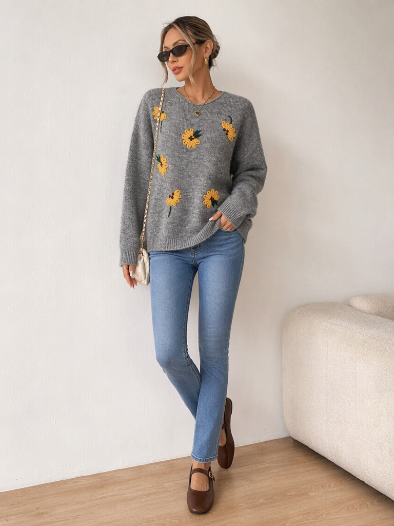 Women's Sunflower Jumper in Grey, view 4