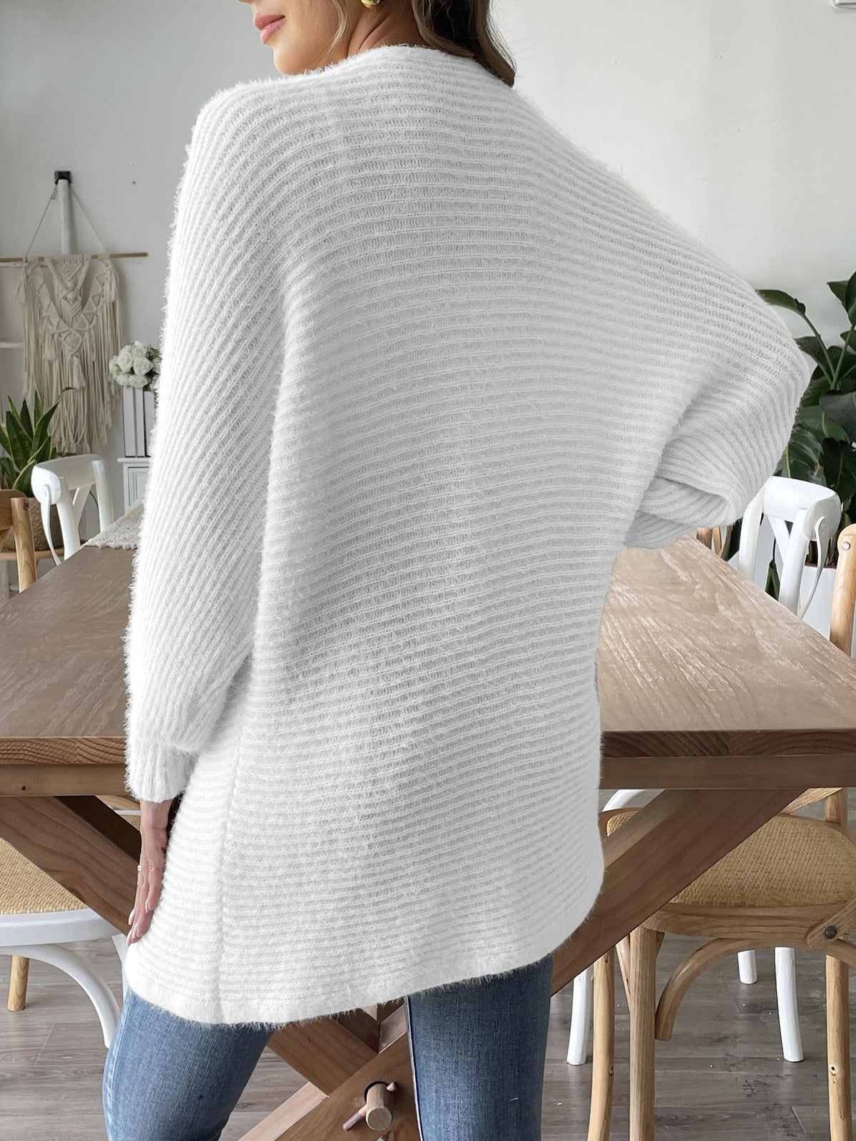 Women's Faux Fur Open Cardigan in White, view 4
