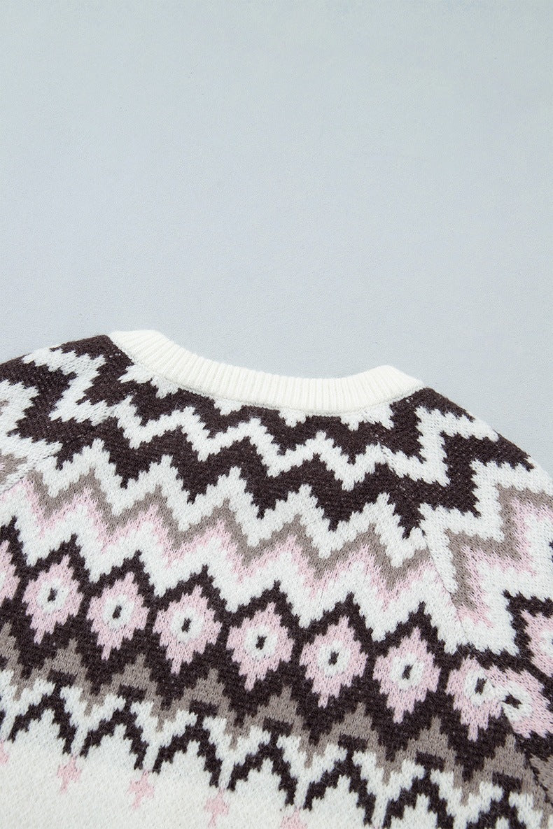 Women's Nordic Button Cardigan in White, view 8