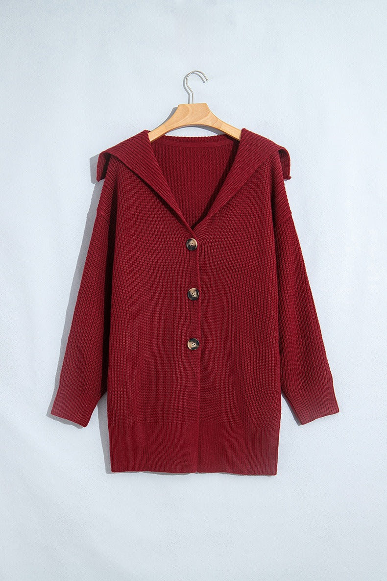Women's Ribbed Button Cardigan in Burgundy, view 4