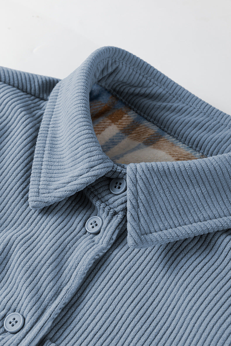 Women's Corduroy Shirt Jacket in Blue, view 5
