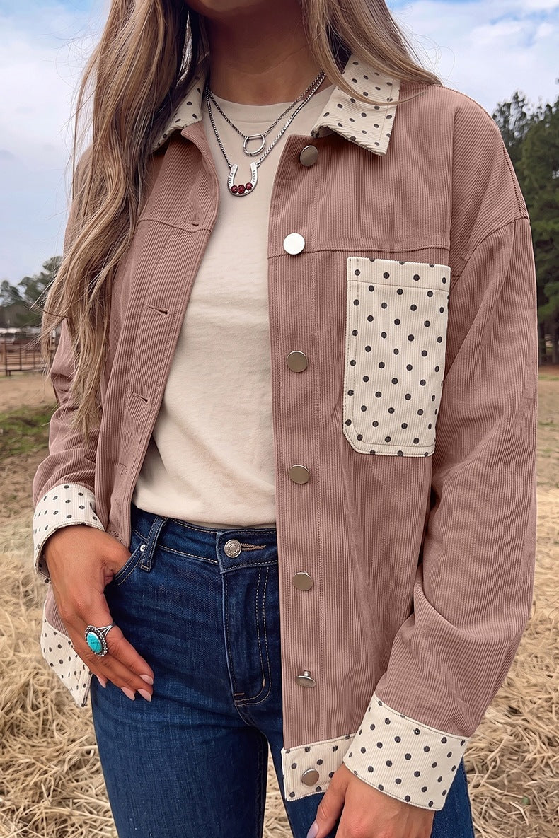 Women's Polka Dot Shirt Jacket in Pink