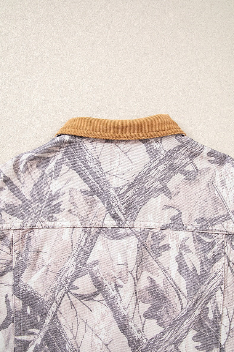 Women's Camo Denim Jacket in Grey, view 5