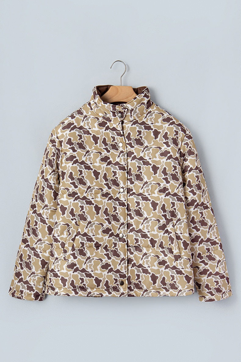 Women's Camo Padded Jacket in Beige, view 5