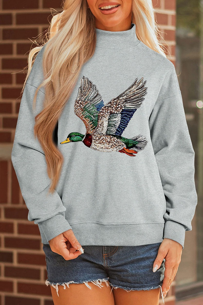 Women's Sequin Duck Sweatshirt in Grey