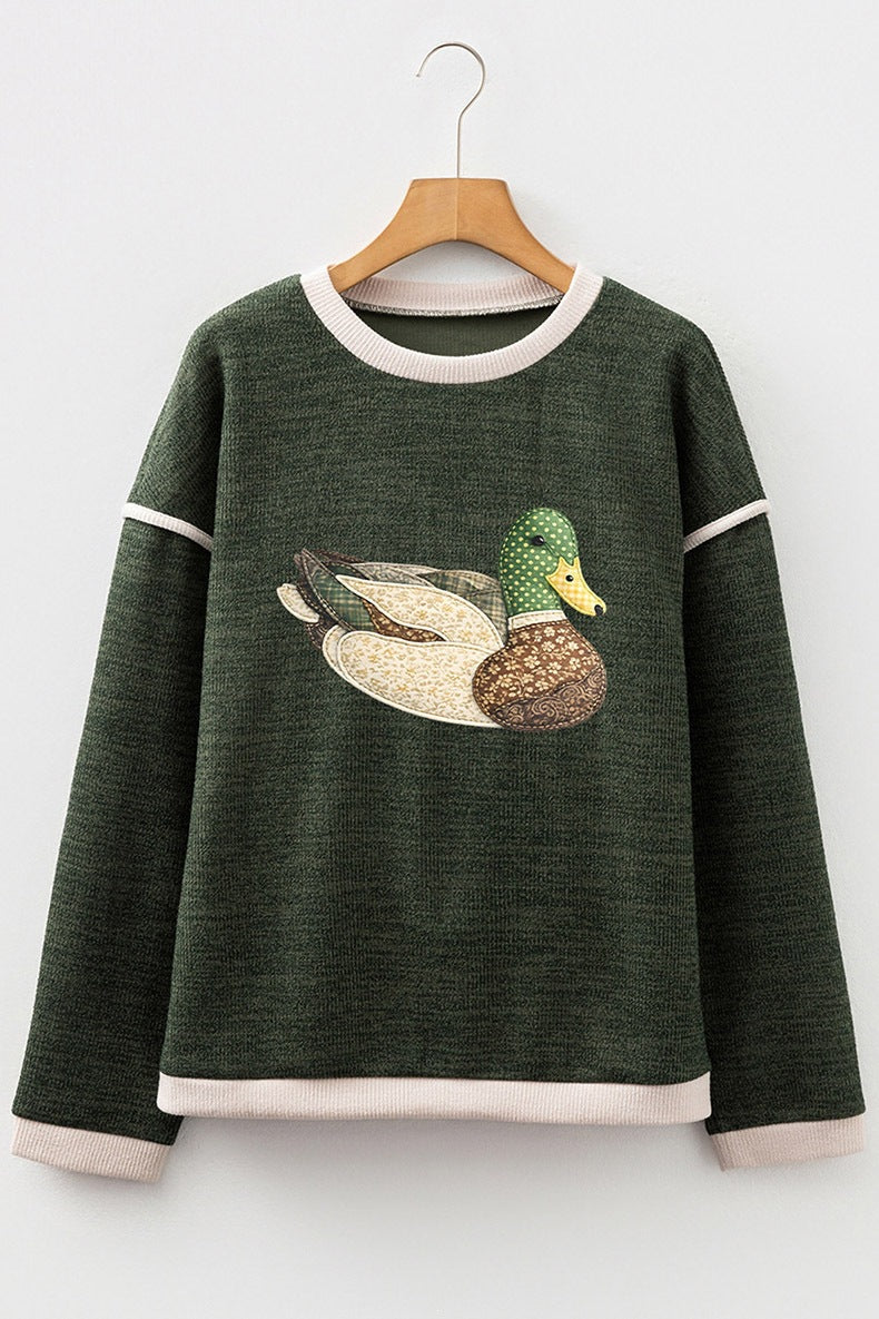 Women's Duck Graphic Sweatshirt in Green, view 4