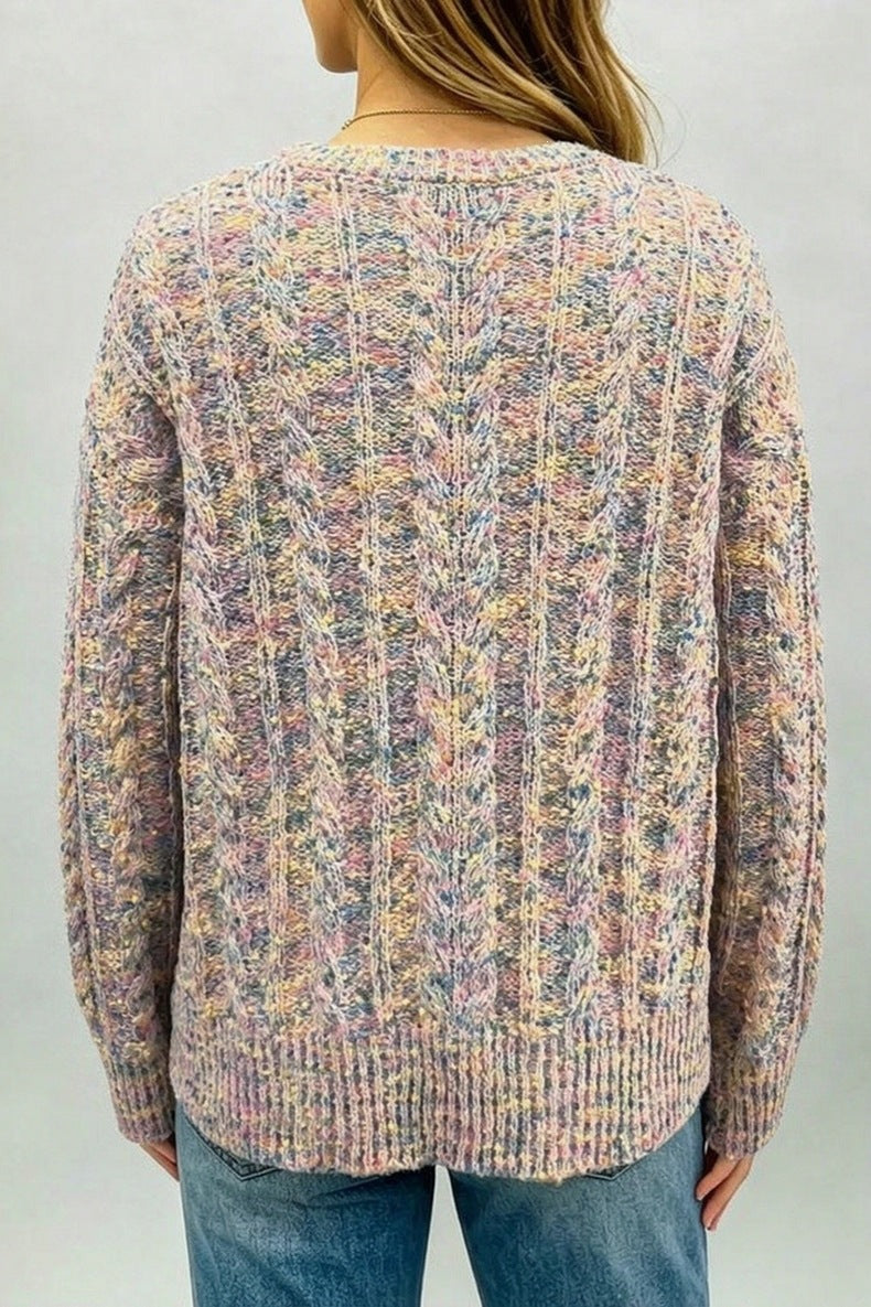 Women's Confetti Cable Jumper in Multicolor, view 2