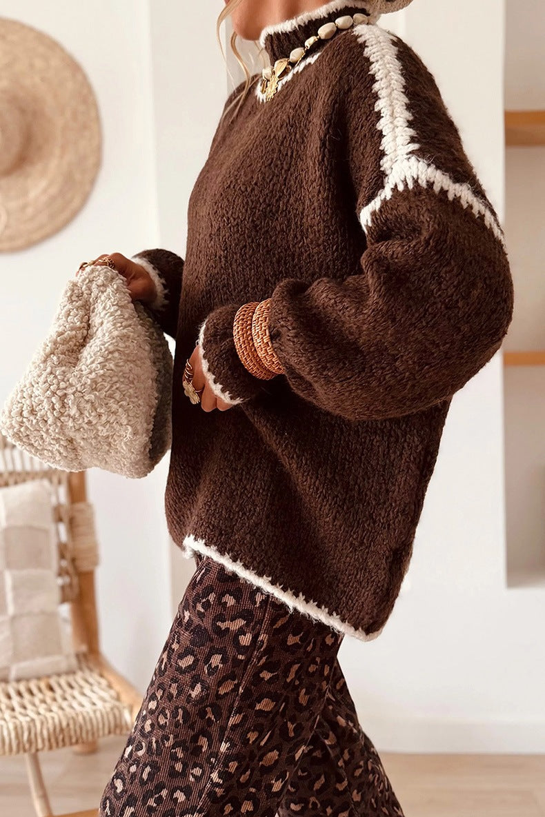 Women's Mock Neck Jumper in Brown, view 2