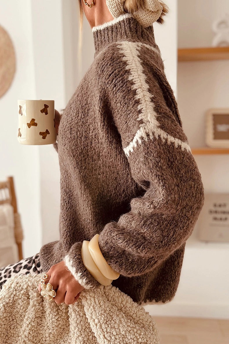 Women's Mock Neck Jumper in Brown, view 4